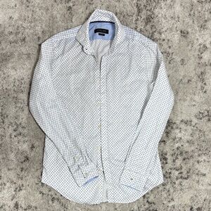 Zara Men's White and Blue Casual Shirt